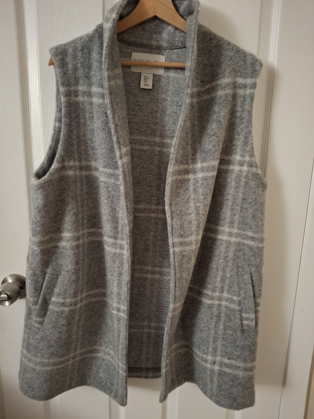 Rachel Zoe Grey Plaid Sleeveless Wool Vest